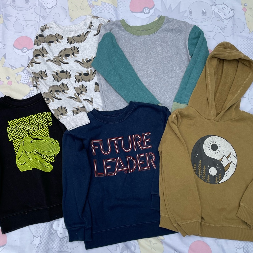 Boys 4T - 5T Sweatshirt Crew Neck and Hoodie 5 Piece Bundle